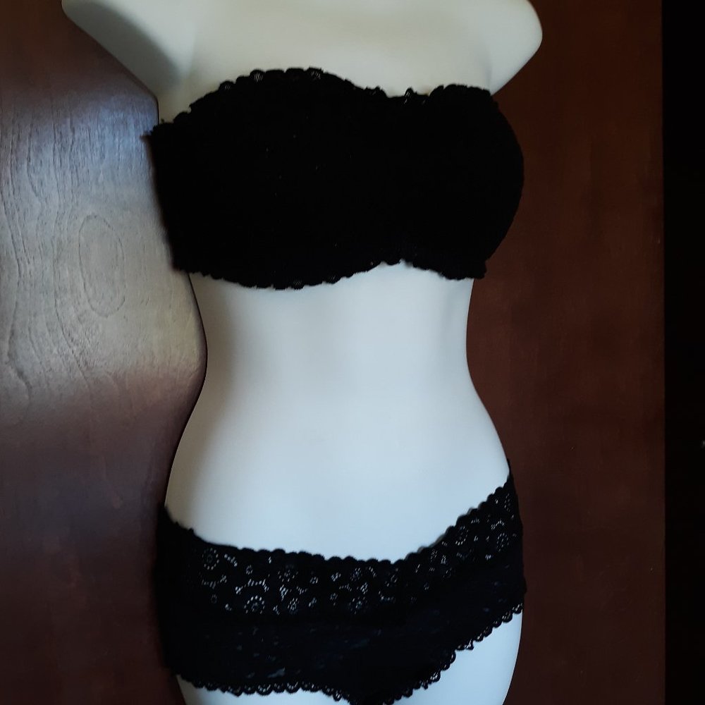 Aerie Black Lace Bandeau Bra Medium